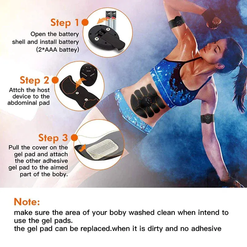 EMS Abdominal Muscle Trainer - Portable 6 Mode Device with 10 Intensity Levels for Abs, Arms, and Hips