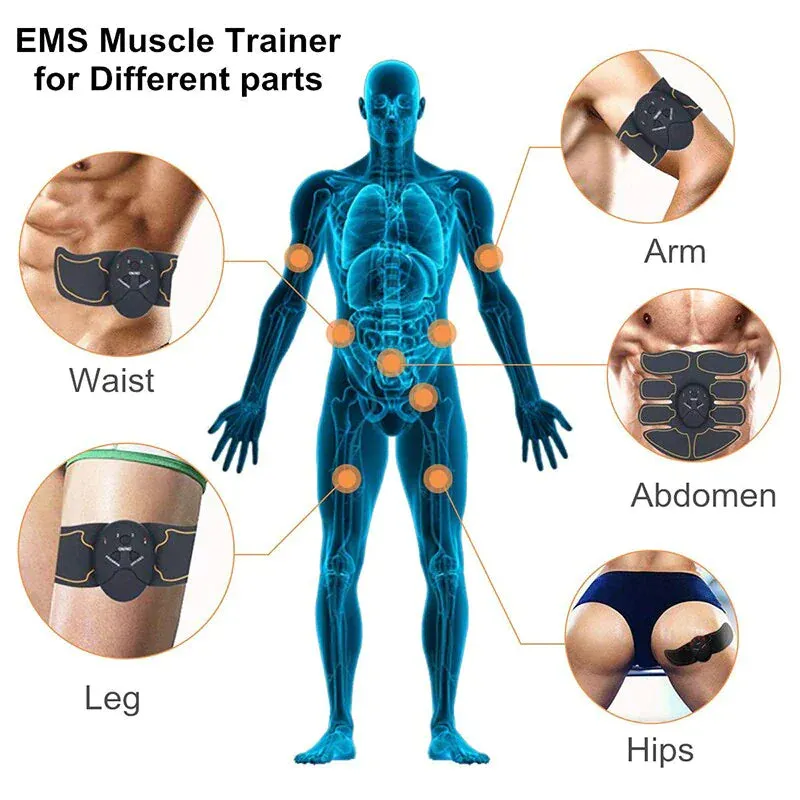 EMS Abdominal Muscle Trainer - Portable 6 Mode Device with 10 Intensity Levels for Abs, Arms, and Hips