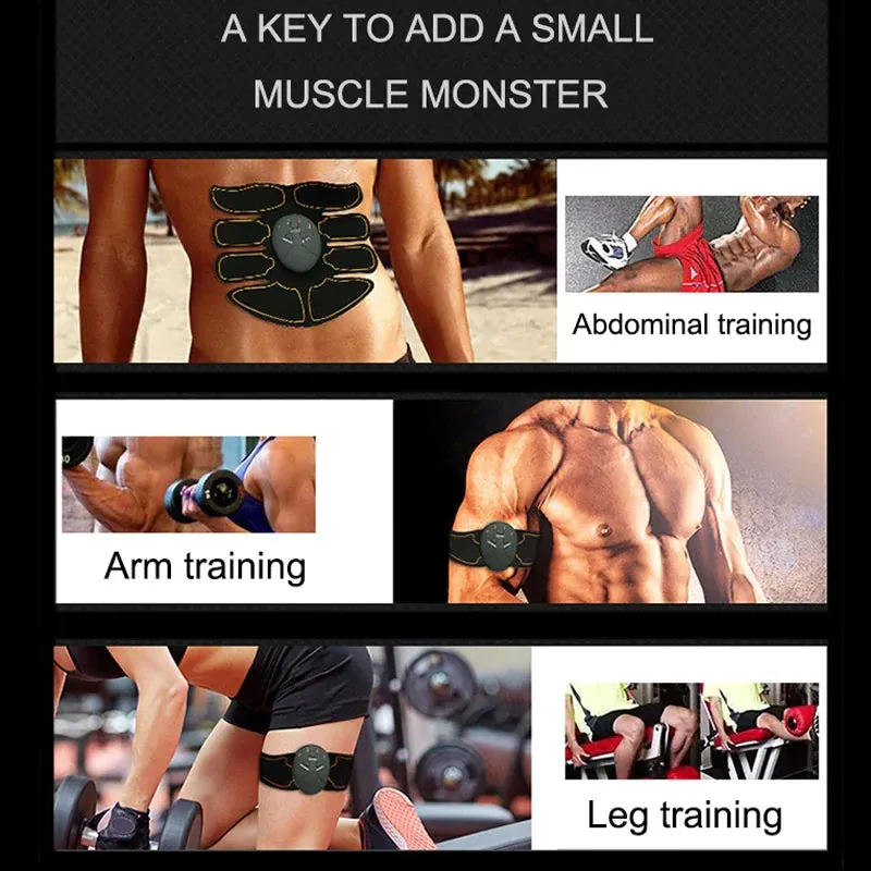 EMS Abdominal Muscle Trainer - Portable 6 Mode Device with 10 Intensity Levels for Abs, Arms, and Hips
