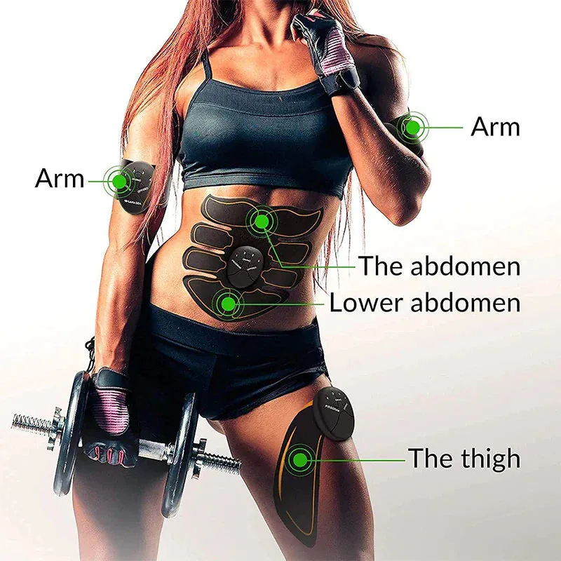 EMS Abdominal Muscle Trainer - Portable 6 Mode Device with 10 Intensity Levels for Abs, Arms, and Hips