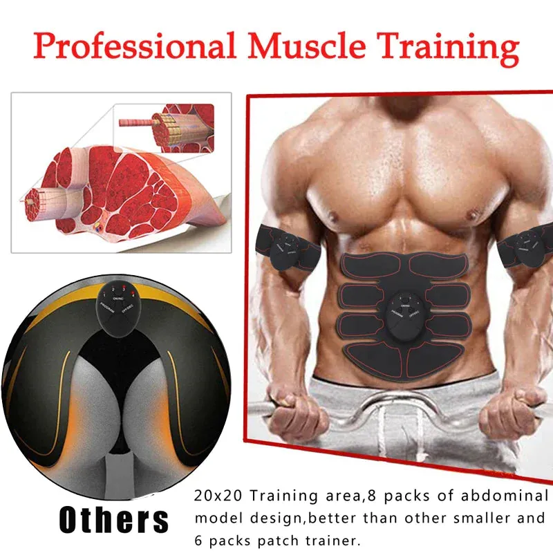 EMS Abdominal Muscle Trainer - Portable 6 Mode Device with 10 Intensity Levels for Abs, Arms, and Hips