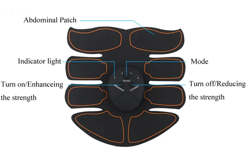 EMS Abdominal Muscle Trainer - Portable 6 Mode Device with 10 Intensity Levels for Abs, Arms, and Hips