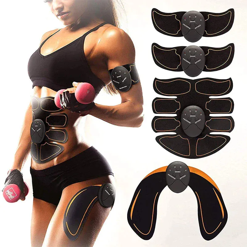 EMS Abdominal Muscle Trainer - Portable 6 Mode Device with 10 Intensity Levels for Abs, Arms, and Hips