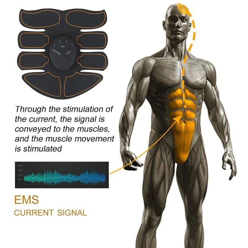 EMS Abdominal Muscle Trainer - Portable 6 Mode Device with 10 Intensity Levels for Abs, Arms, and Hips
