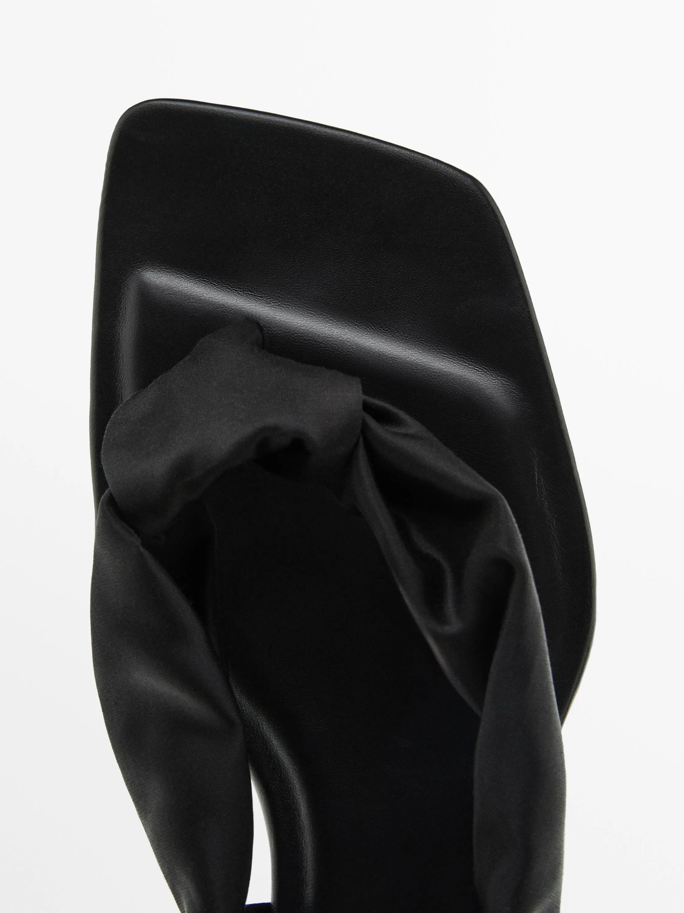 Flat satin sandals with tie detail