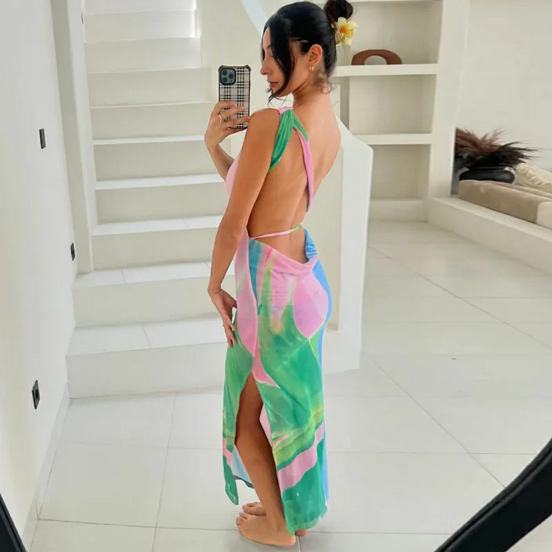 Floral Print Form-Fitting Mid-Calf Dress