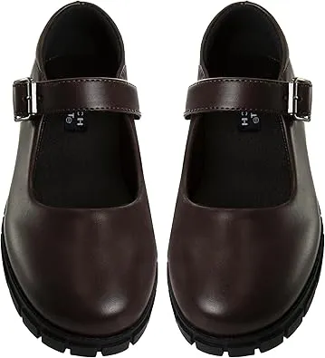 French Toast Girls Round Toe Ankle Strap MaryJane School Shoes - Mary Jane Chunky Platform Oxford Dress Shoe Pumps - Black/Navy/Brown (size 12-5 little kid/big kid)
