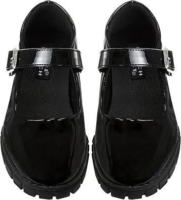 French Toast Girls Round Toe Ankle Strap MaryJane School Shoes - Mary Jane Chunky Platform Oxford Dress Shoe Pumps - Black/Navy/Brown (size 12-5 little kid/big kid)