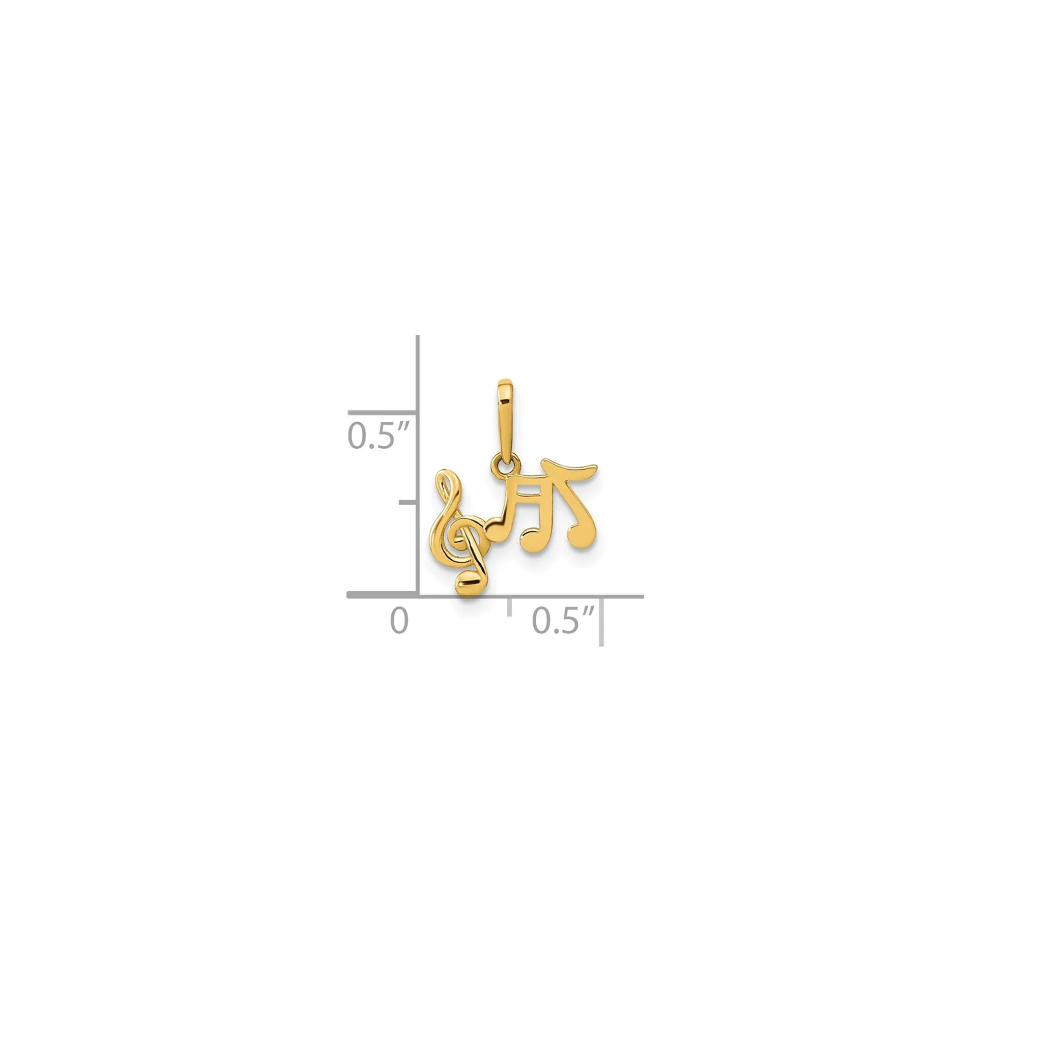 Glossy Music Notes Pendant (14K)