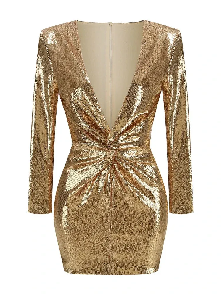 Gold Sequin Mini Dress | Glamorous & Bold | Party-Ready Statement