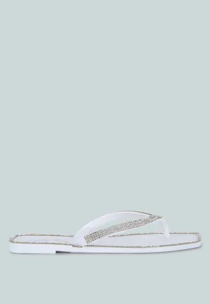Golightly Diamante Stud Detail Thong Flats By Ruw