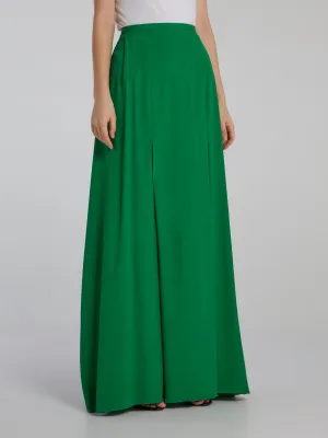 Green Godet Maxi Skirt