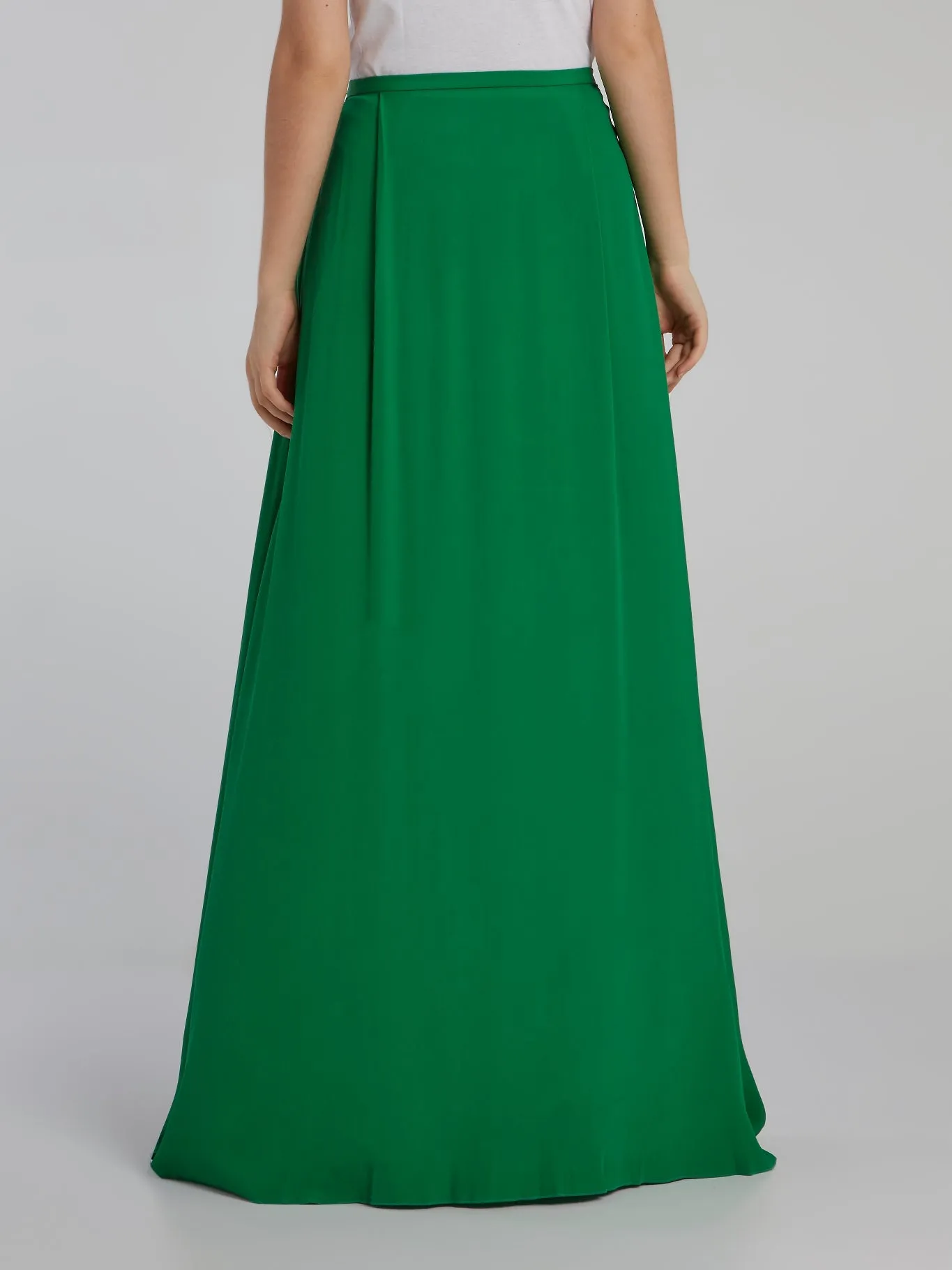 Green Godet Maxi Skirt