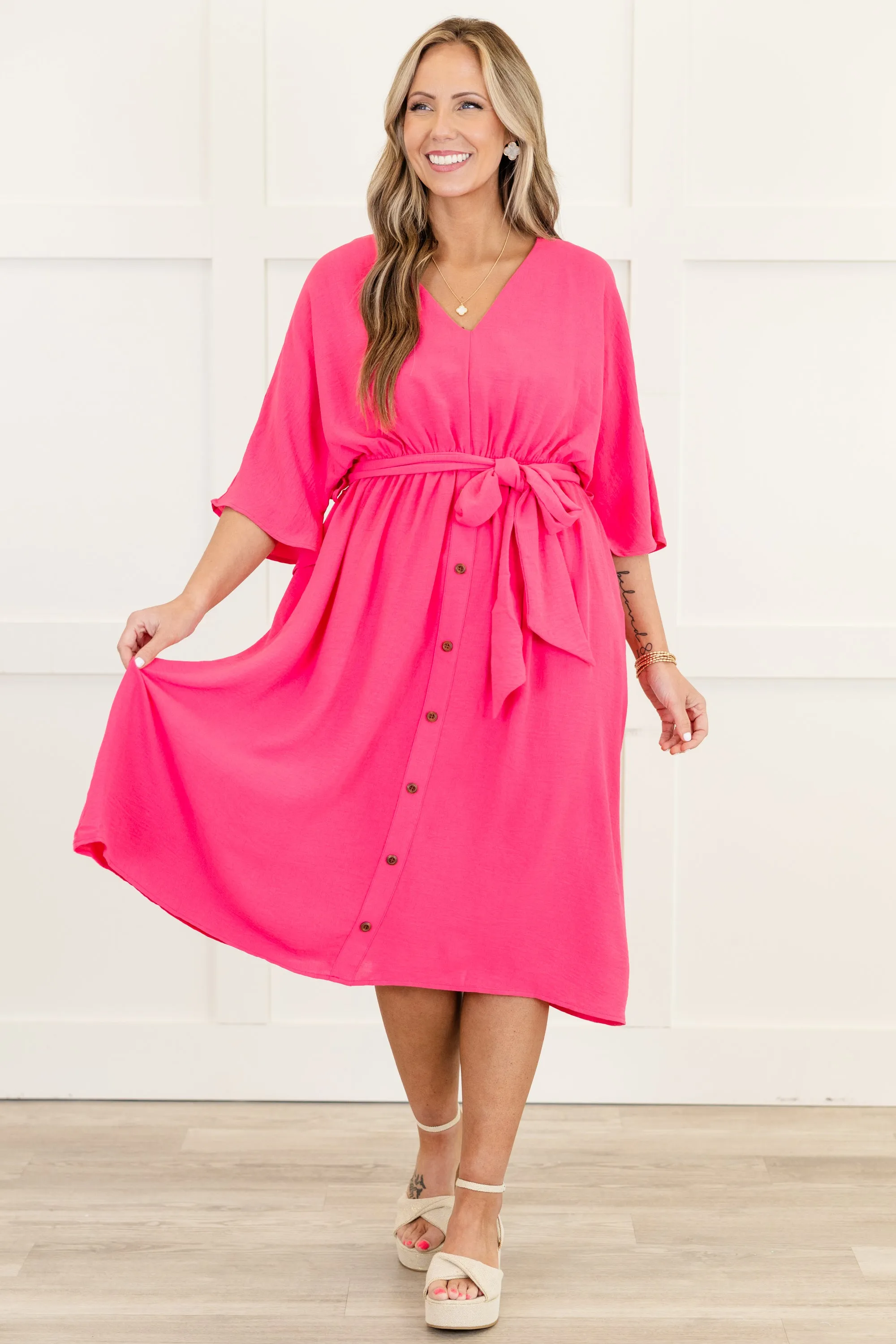 Hopelessly Yours Dress, Hot Pink