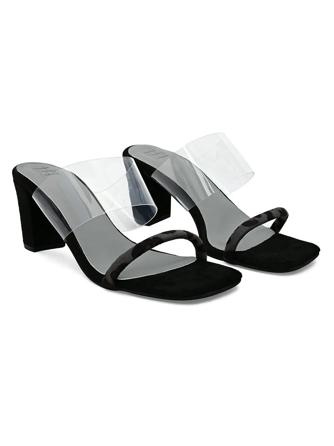 Hydes N Hues Animal Printed Black Block Heels