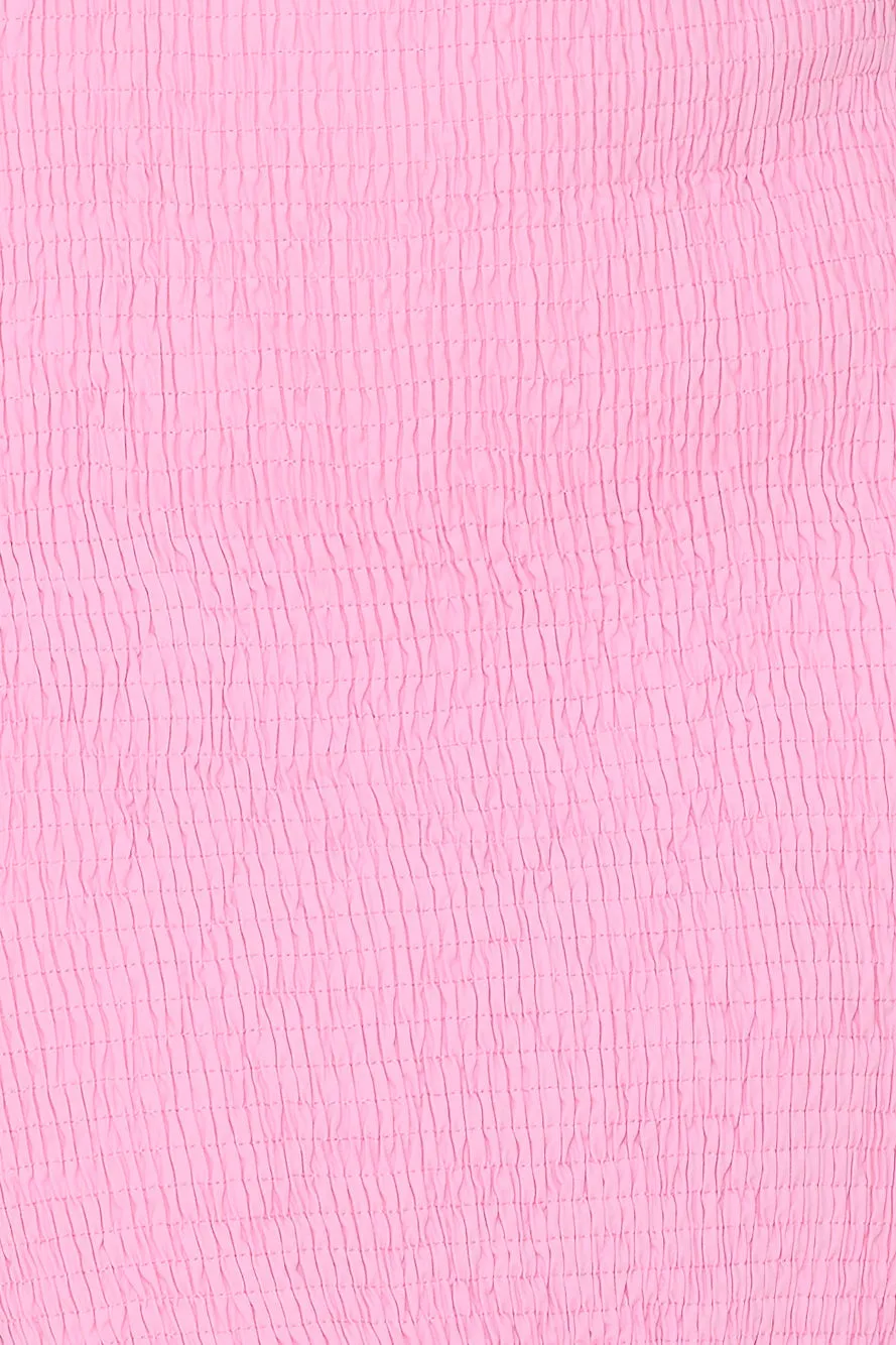 In My Direction Strapless Bubble Midi Dress Pink