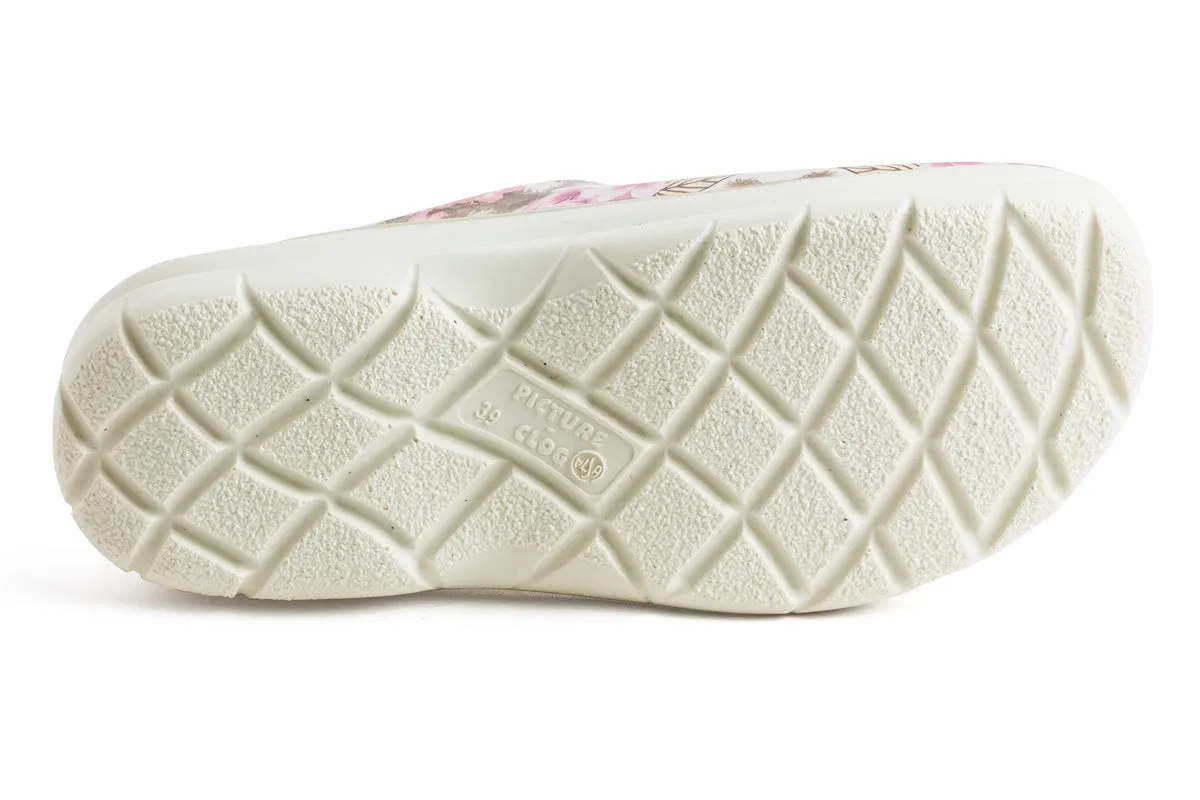 JOLLYS PICTURE CLOGS (open-back), PLUMERIA WHITE