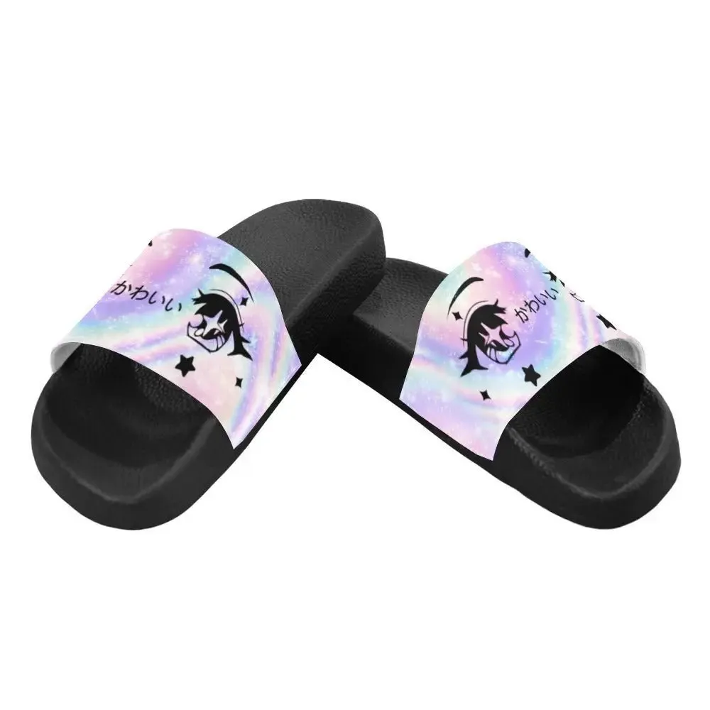 Kawaii Anime Eyes Women’s Slide Sandals for Comfort and Style