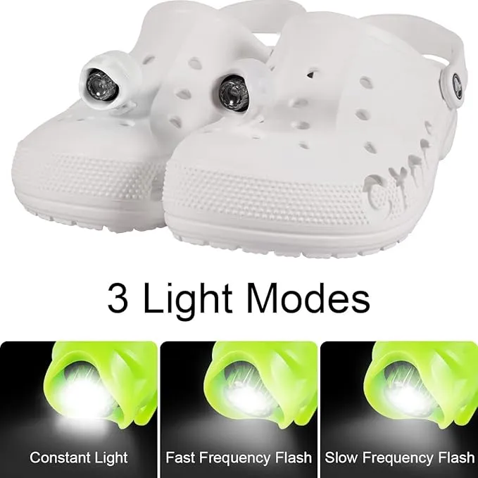 Kitsology 2pcs Rechargeable Lights for Shoes,Headlights Halloween Christmas Outdoor Lights for Adults Light Up Charm, Clip on Clog Headlight Flashlight Lights for Shoes-Blue