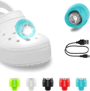 Kitsology 2pcs Rechargeable Lights for Shoes,Headlights Halloween Christmas Outdoor Lights for Adults Light Up Charm, Clip on Clog Headlight Flashlight Lights for Shoes-Blue