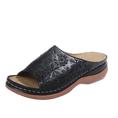 Leather Embroidery Women Sandals