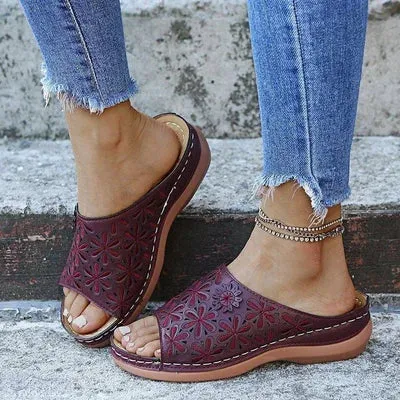 Leather Embroidery Women Sandals