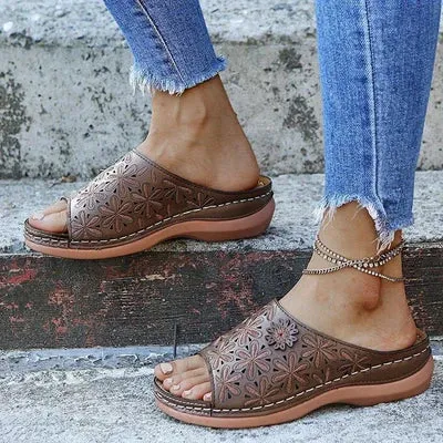 Leather Embroidery Women Sandals