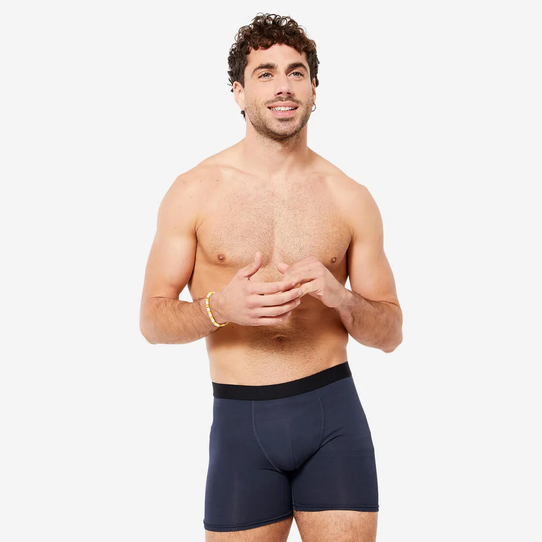 Lot de 3 boxers respirants en microfibre Homme, Bleu foncé