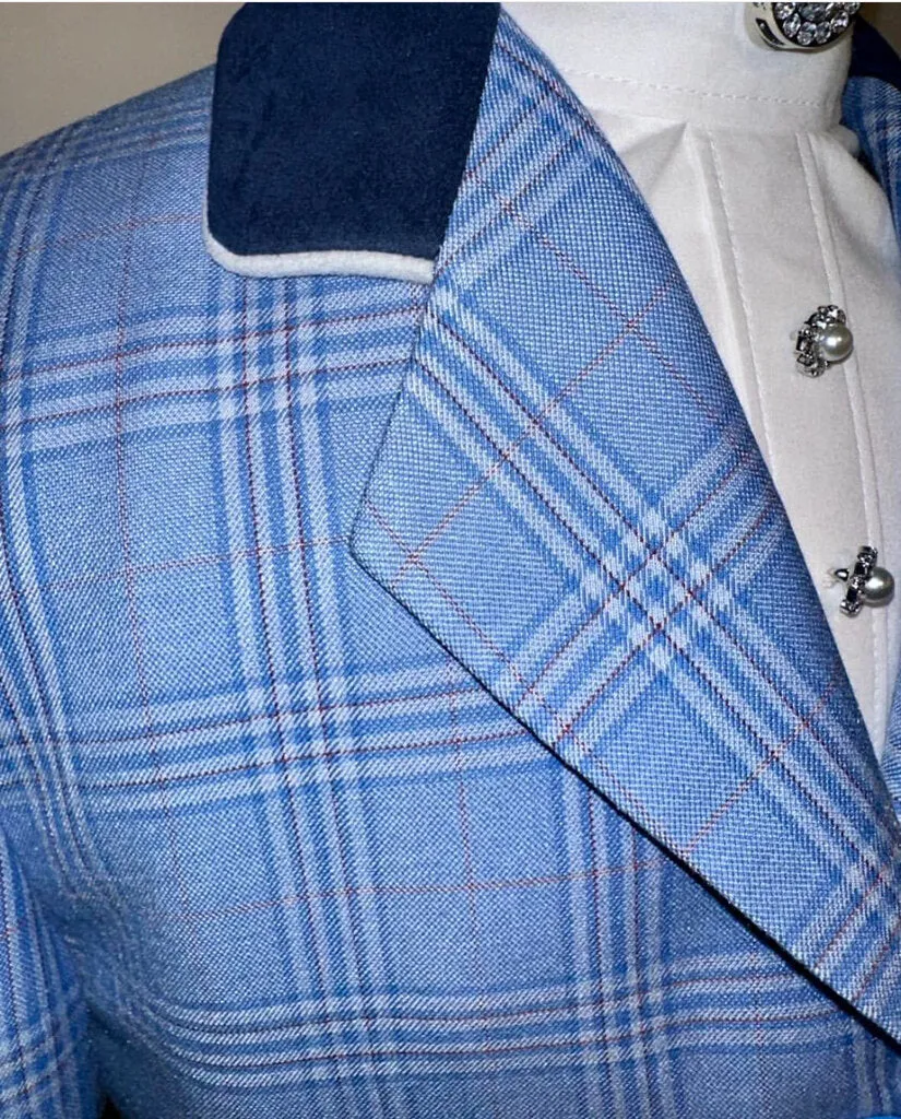 Marsha De Arriaga Blue Plaid Hunt Coat