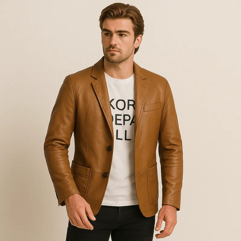 Mason | Mens Casual Leather Blazer Jacket – Sleek Modern Style