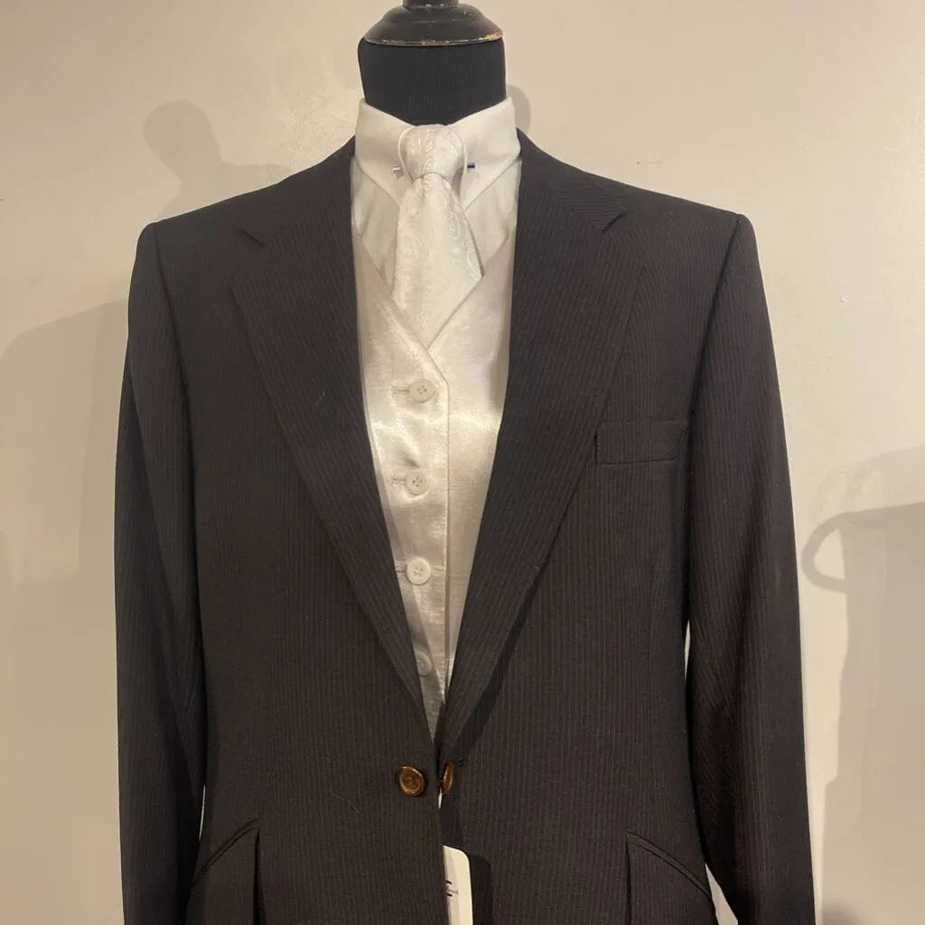 Mens Black with Red Pinstripe 3pc Suit