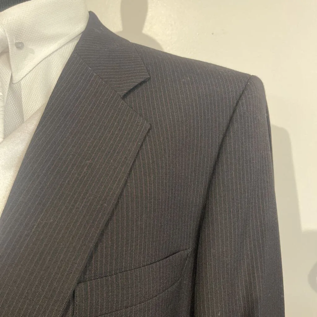Mens Black with Red Pinstripe 3pc Suit