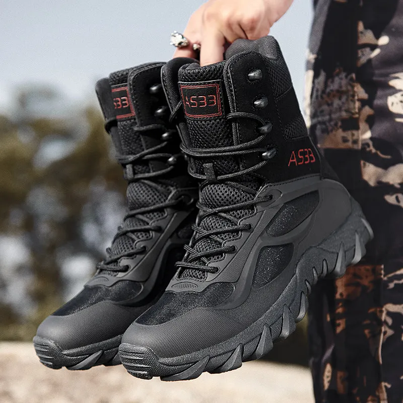 Men'S High-Top Non-Slip Breathable Tactical Boots Wear-Resistant Training Shoes