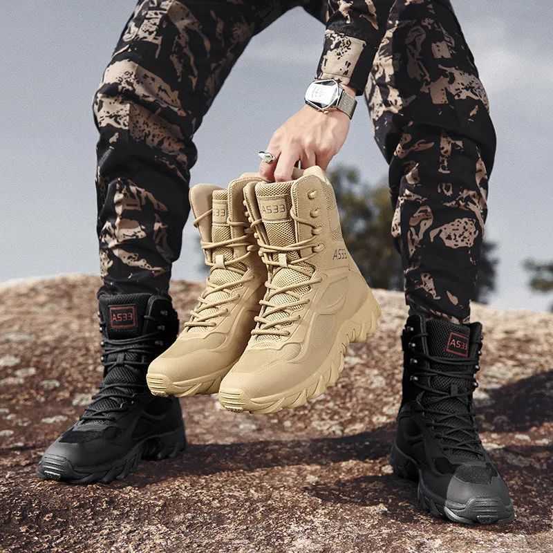 Men'S High-Top Non-Slip Breathable Tactical Boots Wear-Resistant Training Shoes