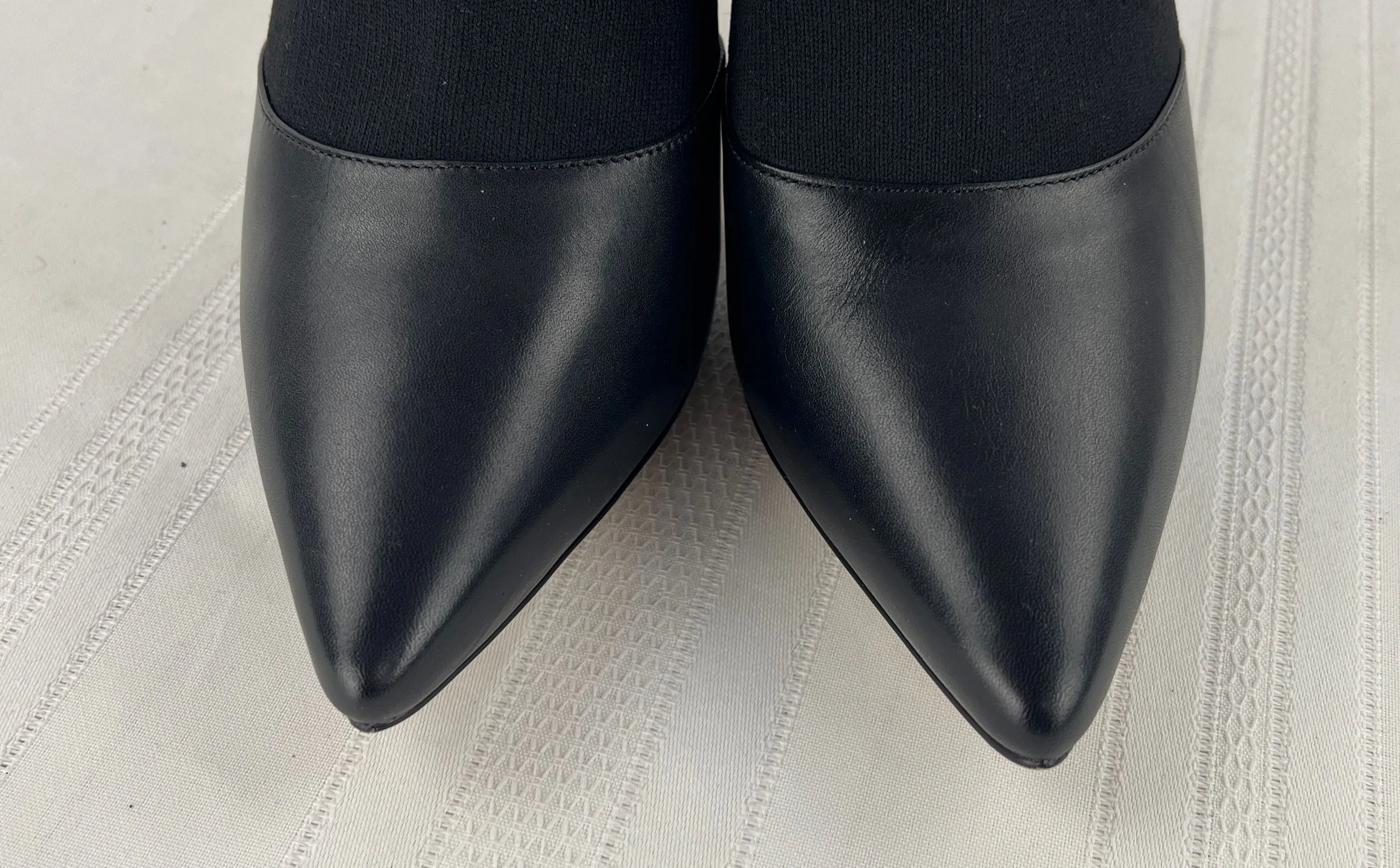 Michael Michael Kors Vicky Logo Tape Black Knit Ankle Bootie Sock Heels Size 10M
