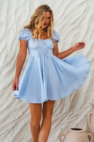 Michelina Dress – Cotton Mini with Corset-Style Bodice