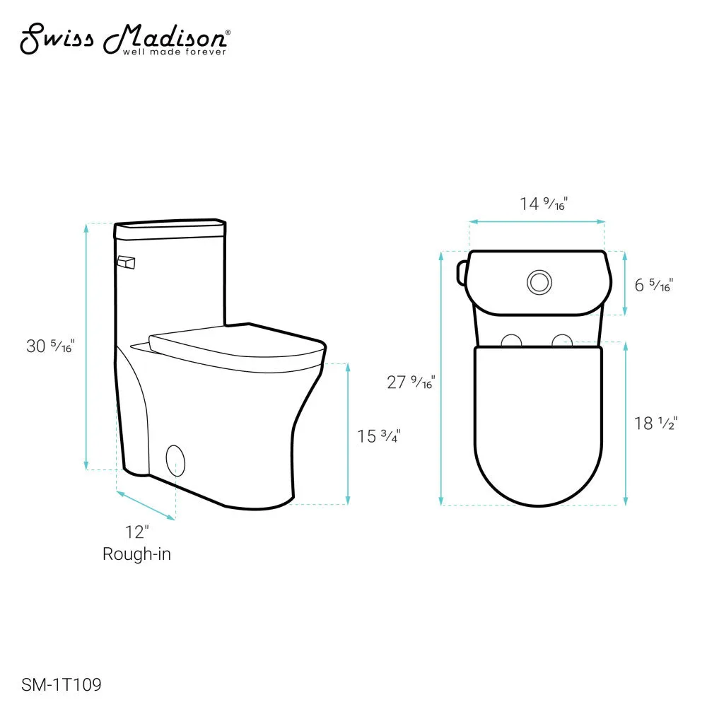 Monaco One-Piece Elongated Left Side Flush Handle Toilet 1.28 gpf