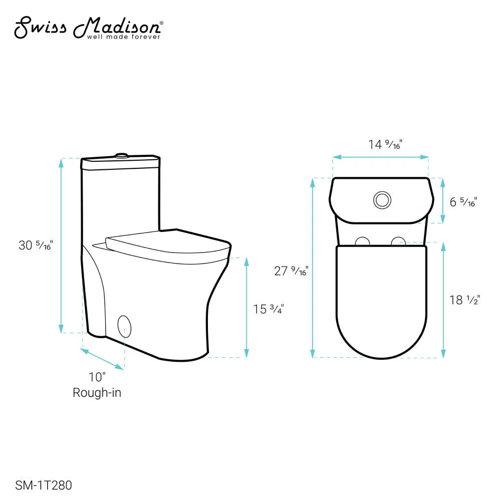 Monaco One-Piece Elongated Toilet Dual Flush 1.1/1.6 gpf with 10" Rough in