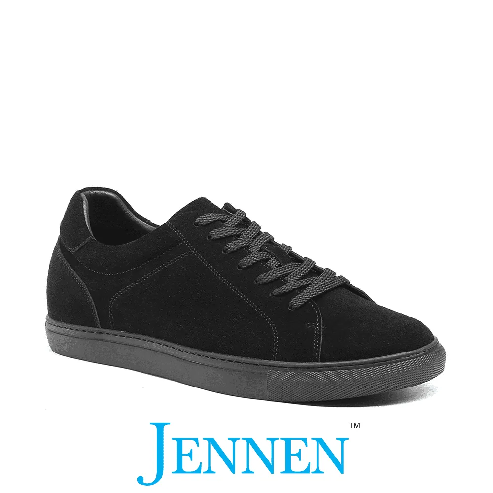 Mr. Jackie 7cm | 2.8 inches Black Taller Casual Elevator Suede Sneakers