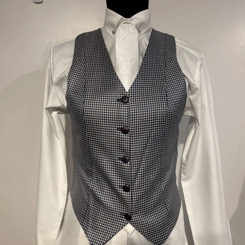 Navy and White Herringbone Vest