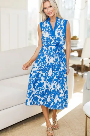 NURSING COLLECTION: It's Your Story Royal Blue Floral Midi Dress