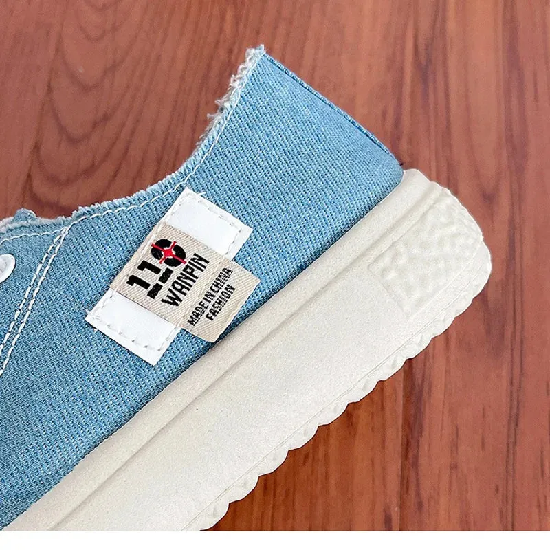 Platform Canvas Shoes, Schoolchildren, Soft Soles, Women's Shoes, Fashion, Slip-On Sneakers, Casual Shoes