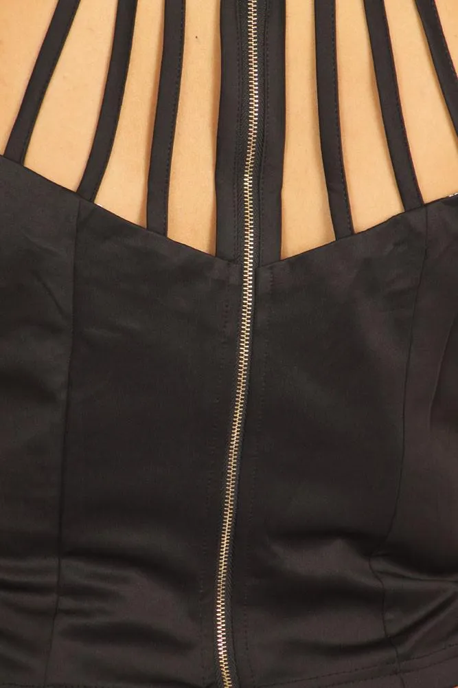 Plus Size Trendy Structure Strap Black Top
