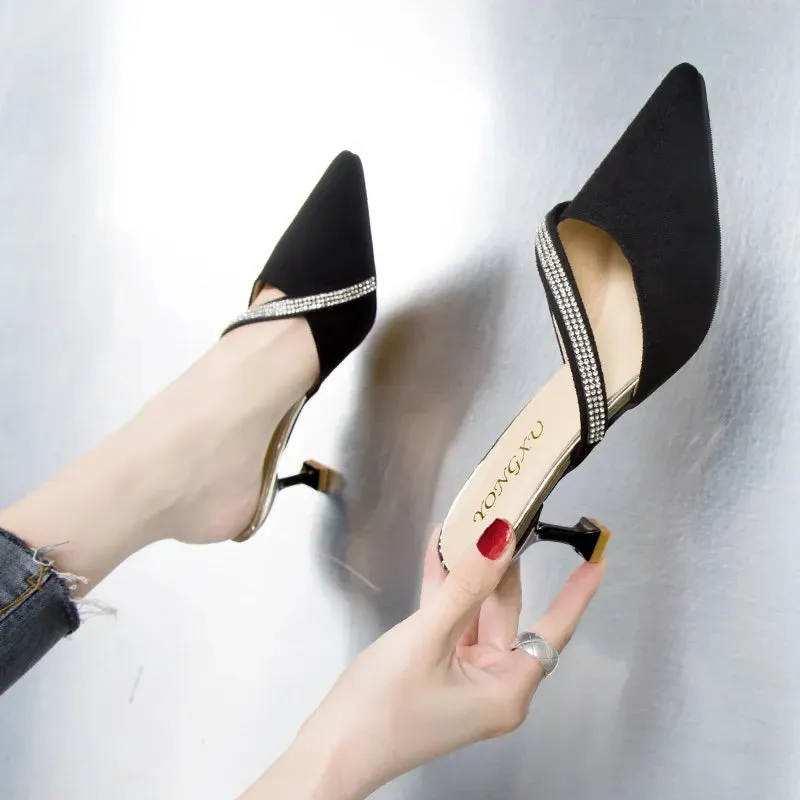 Point Toe Flare Heels Sandals