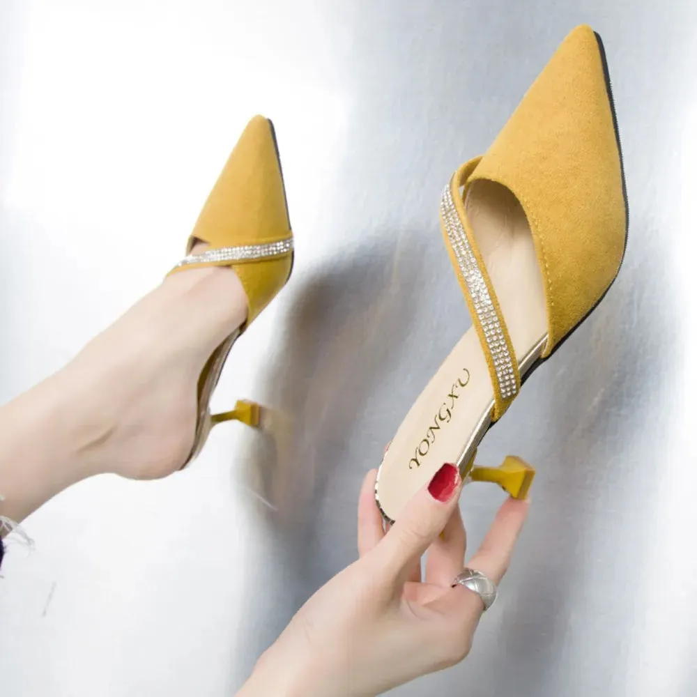Point Toe Flare Heels Sandals