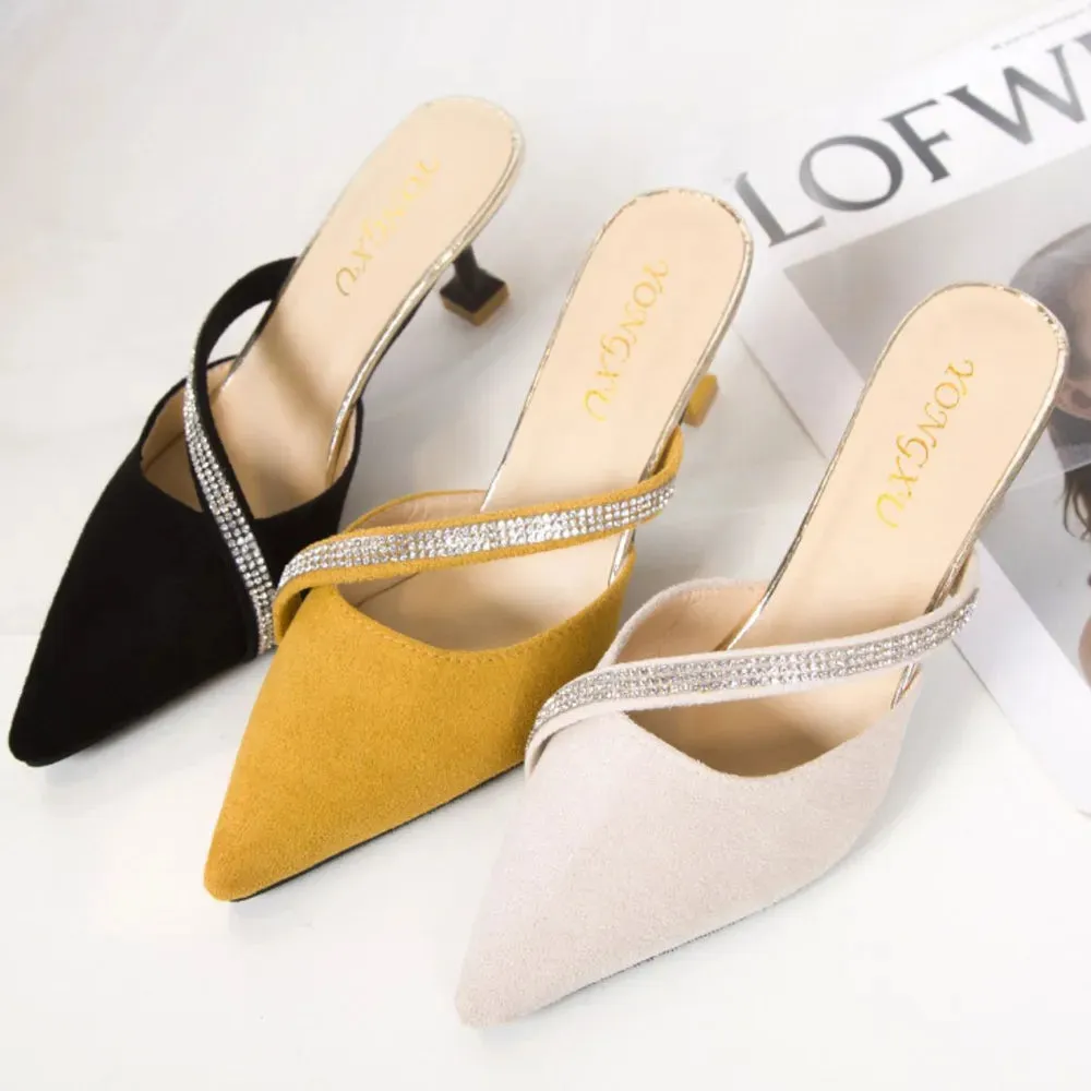 Point Toe Flare Heels Sandals