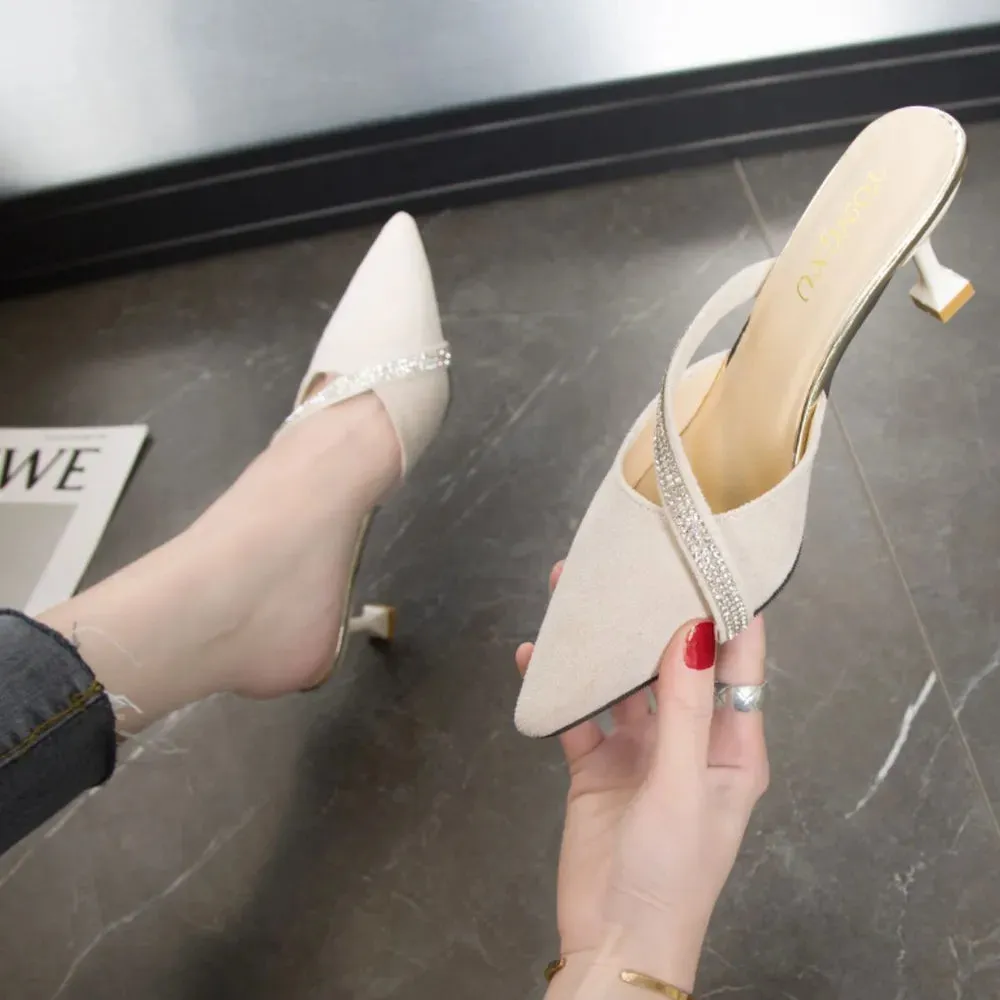Point Toe Flare Heels Sandals
