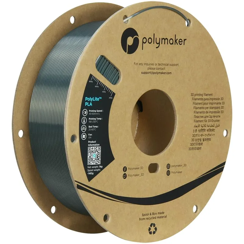 Polymaker Silk PLA Filament 1.75mm, Gunmetal Grey PLA 3D Printer Filament Silk 1kg - PolyLite 1.75mm PLA Filament Silk Gunmetal Grey Filament 1.75mm Shiny PLA 3D Filaments