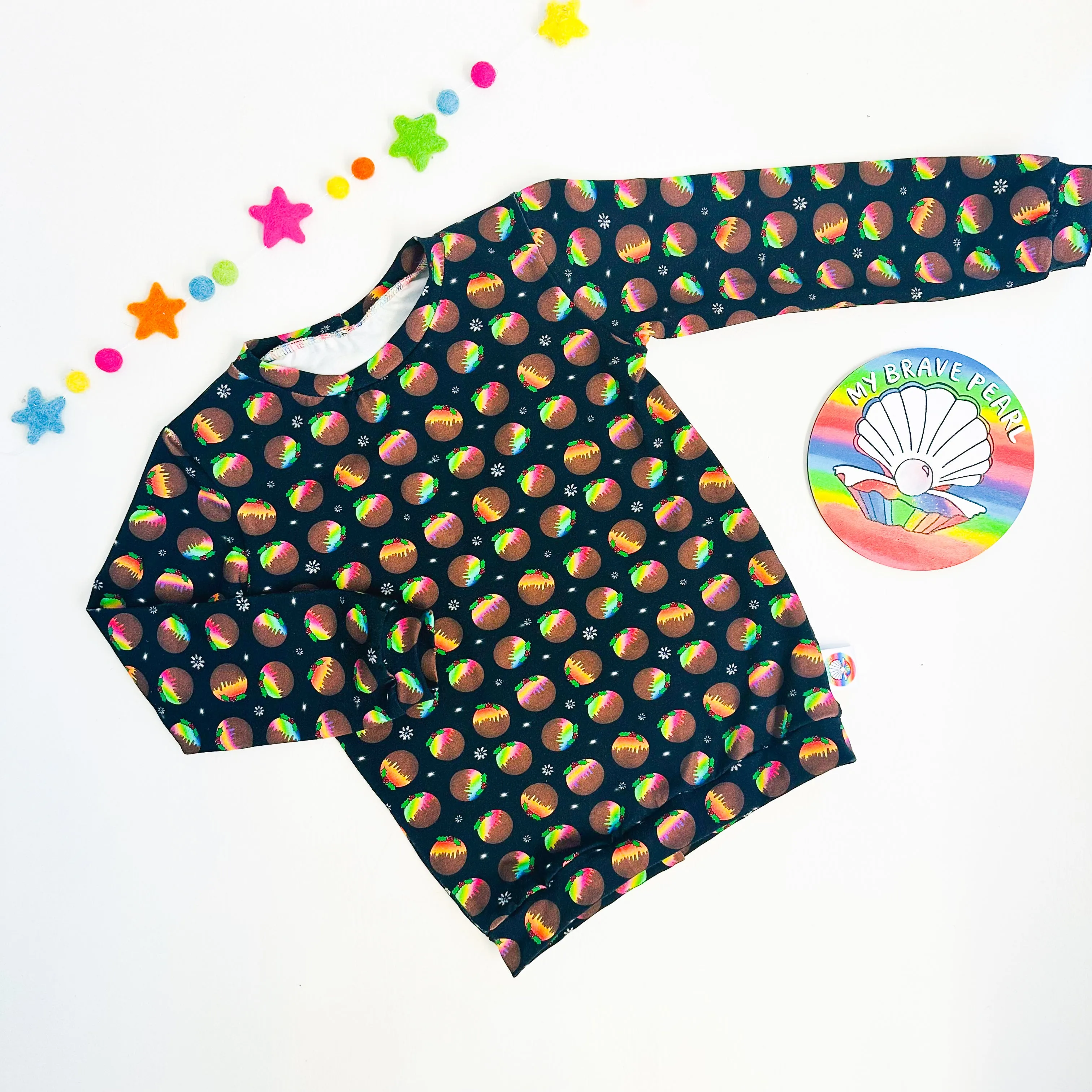 Ready To Ship 3-6M Christmas Puddings Long Sleeve Tee