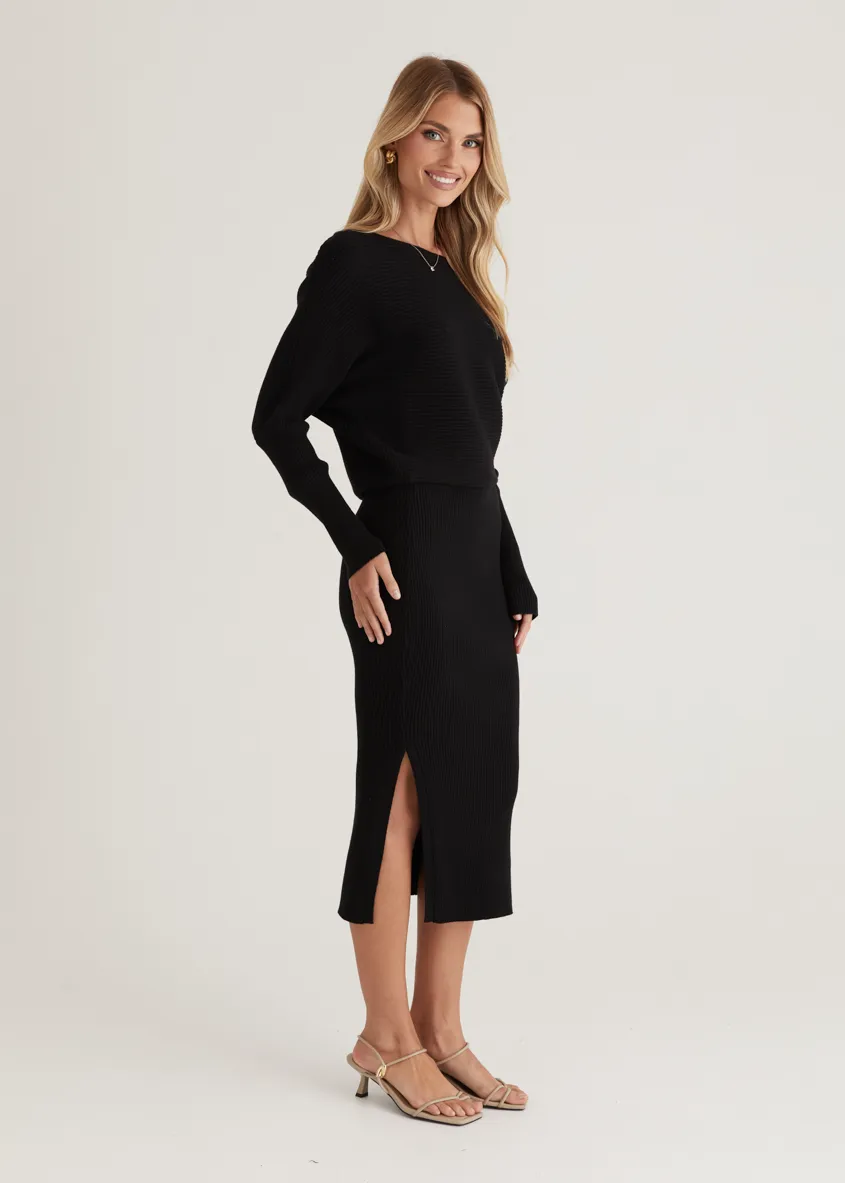 Rival Knit Midi Dress - Black